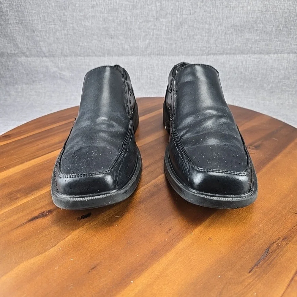 Dockers Mens Black Slip On Loafers Square Toe Bicycle Stitch Dress Shoes Sz 10.5